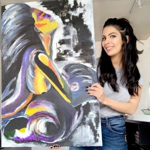 Big acrylic painting on canvas